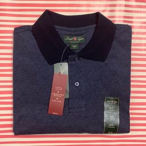 Men’s Business Casual Classic Jacquard Polo Navy Blue